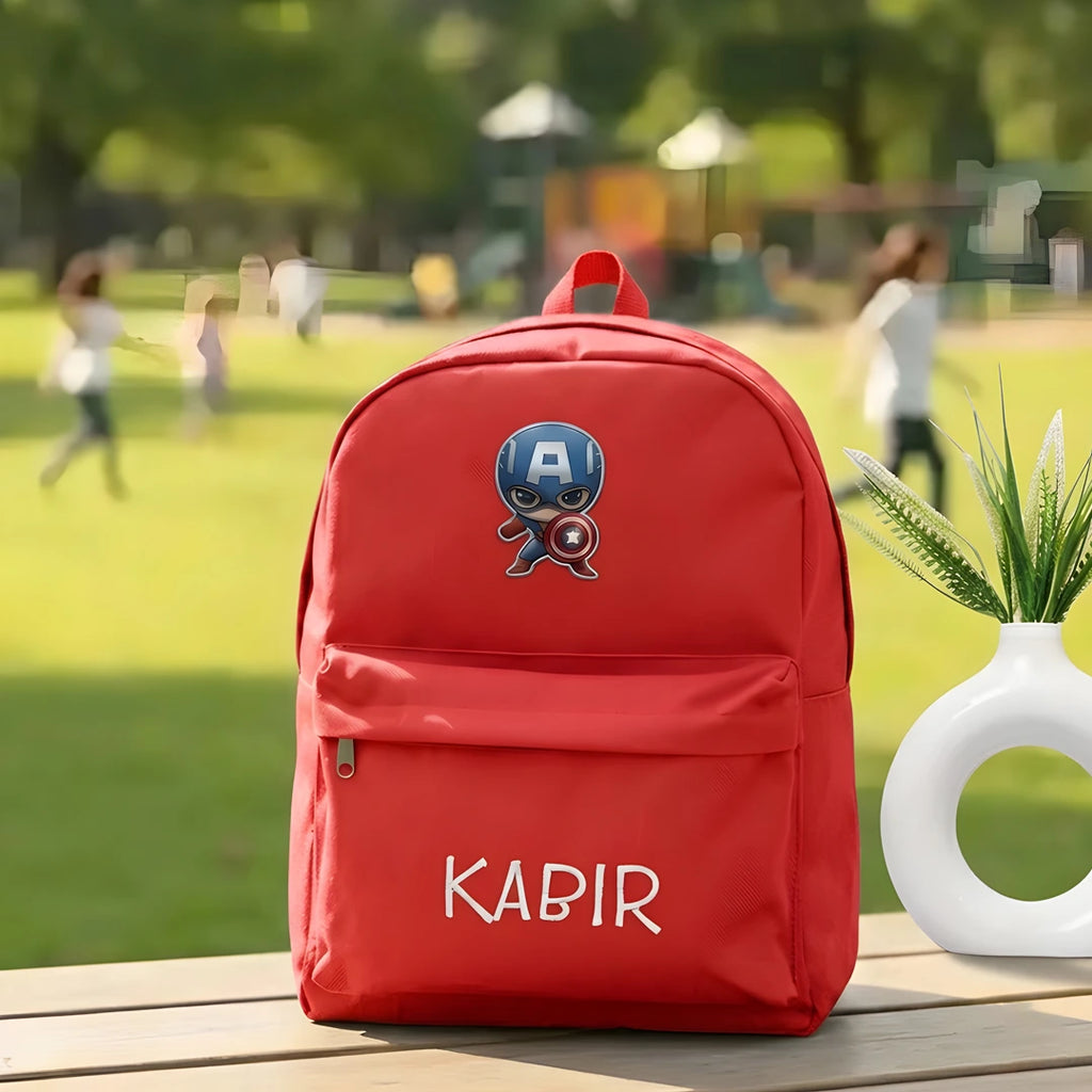 Personalised Printed Kids Backpack with Cartoon Patch
