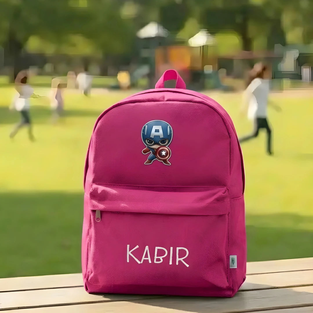 Personalised Printed Kids Backpack with Cartoon Patch