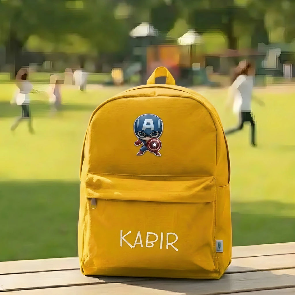 Personalised Printed Kids Backpack with Cartoon Patch