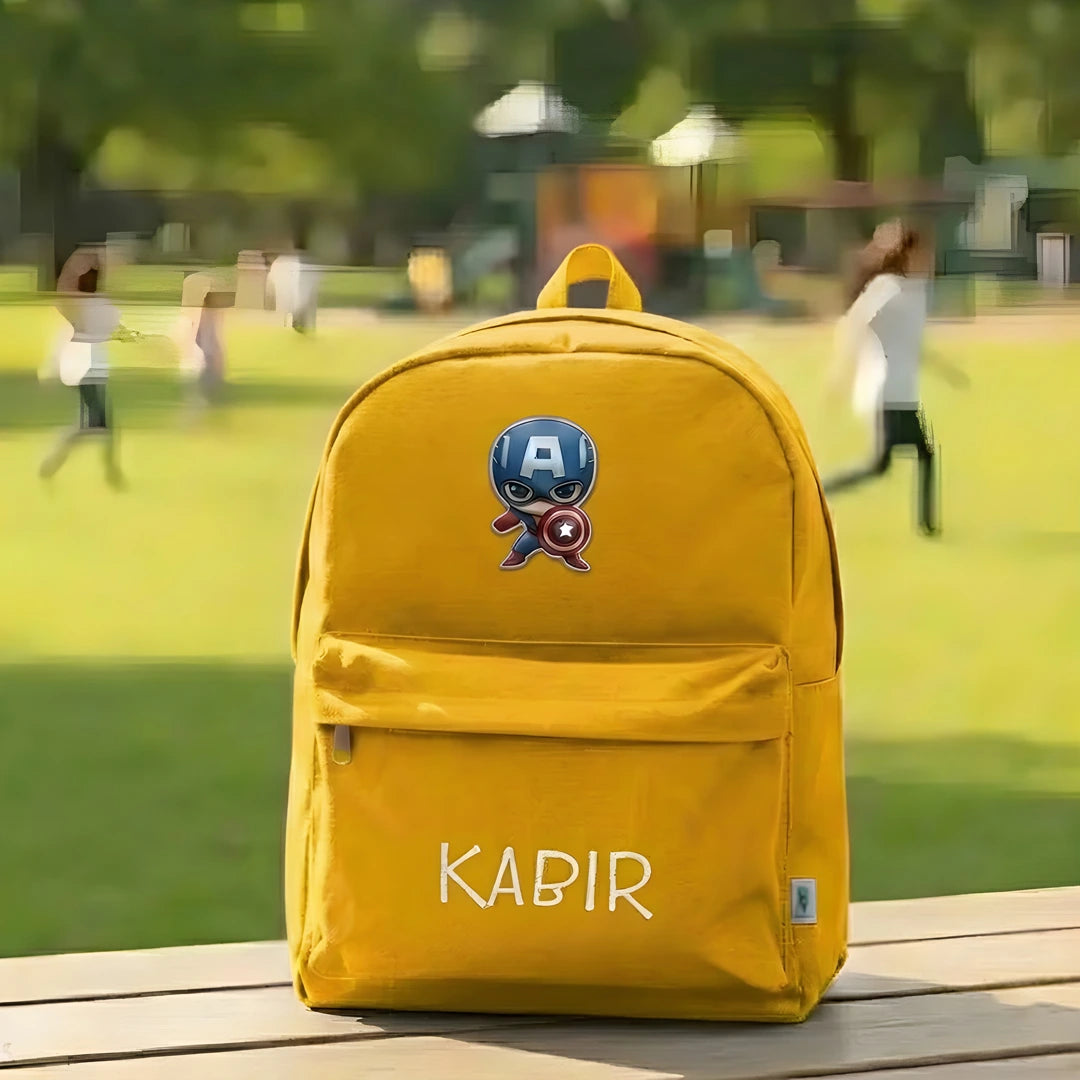 Personalised Printed Kids Backpack with Cartoon Patch